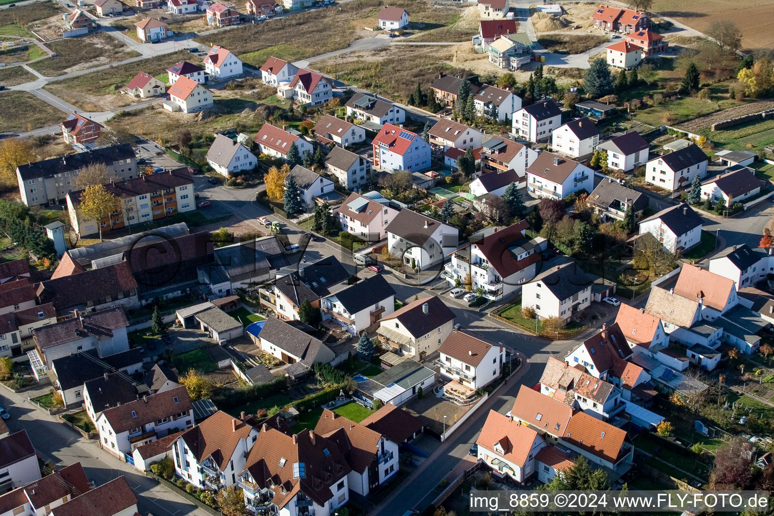 Saarstr in Kandel in the state Rhineland-Palatinate, Germany from a drone