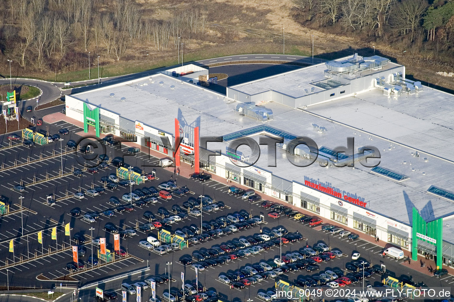 Maximilian Center in the district Maximiliansau in Wörth am Rhein in the state Rhineland-Palatinate, Germany out of the air