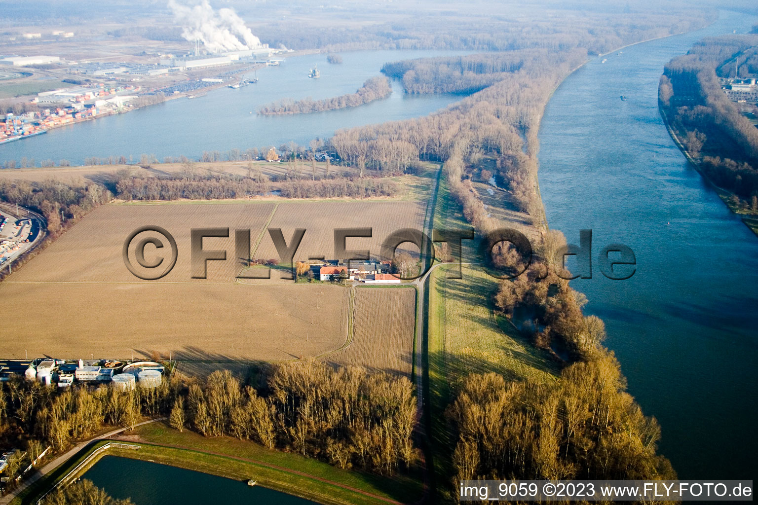 District Maximiliansau in Wörth am Rhein in the state Rhineland-Palatinate, Germany viewn from the air