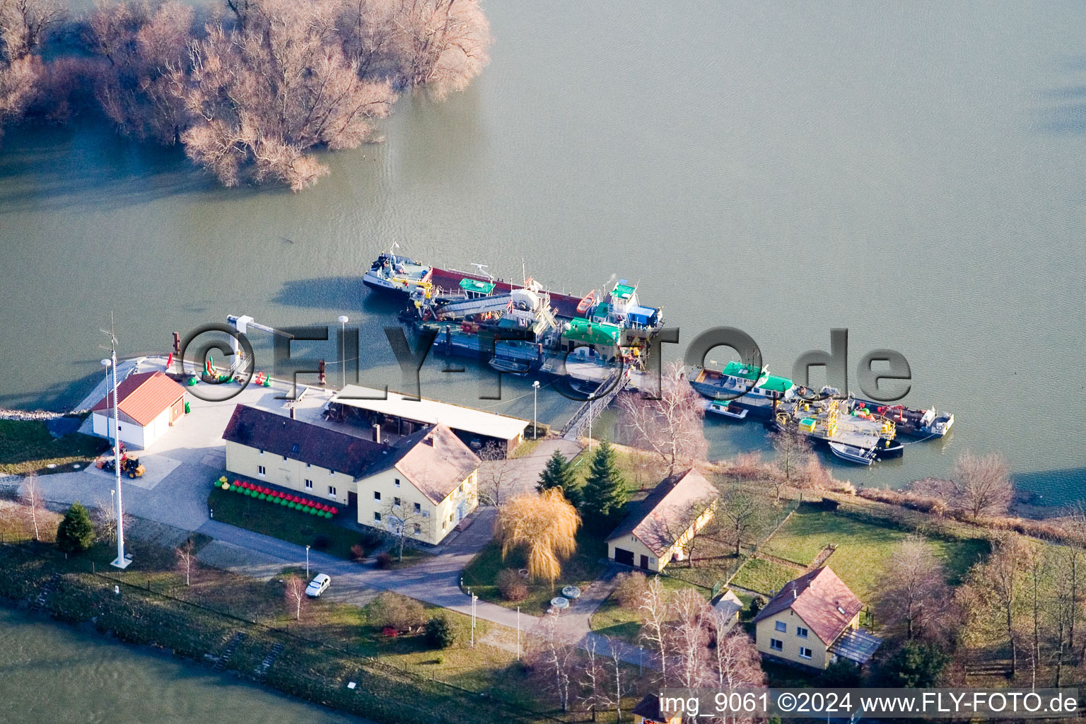 Drone recording of District Maximiliansau in Wörth am Rhein in the state Rhineland-Palatinate, Germany