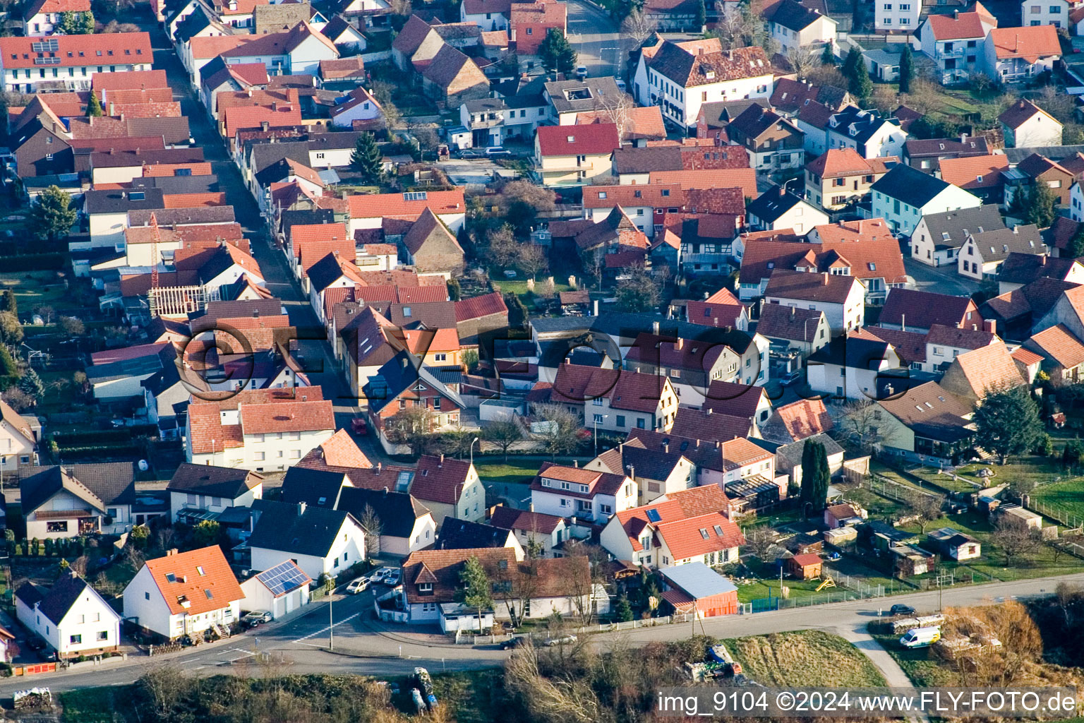 Aerial photograpy of District Maximiliansau in Wörth am Rhein in the state Rhineland-Palatinate, Germany