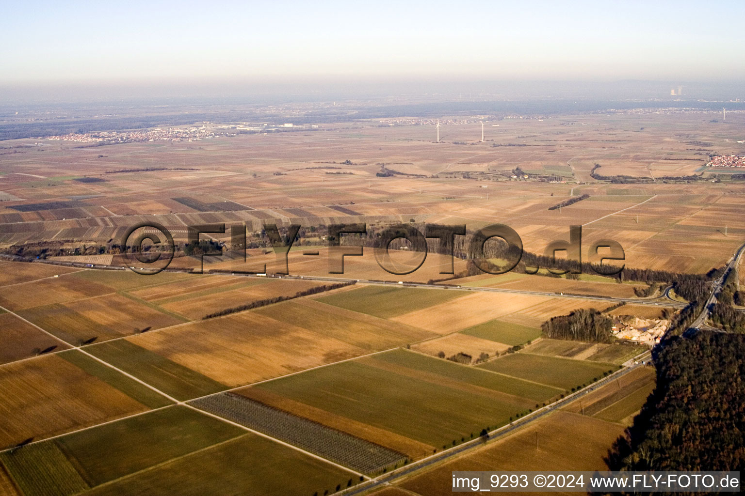 Aerial view of From the southwest in Offenbach an der Queich in the state Rhineland-Palatinate, Germany