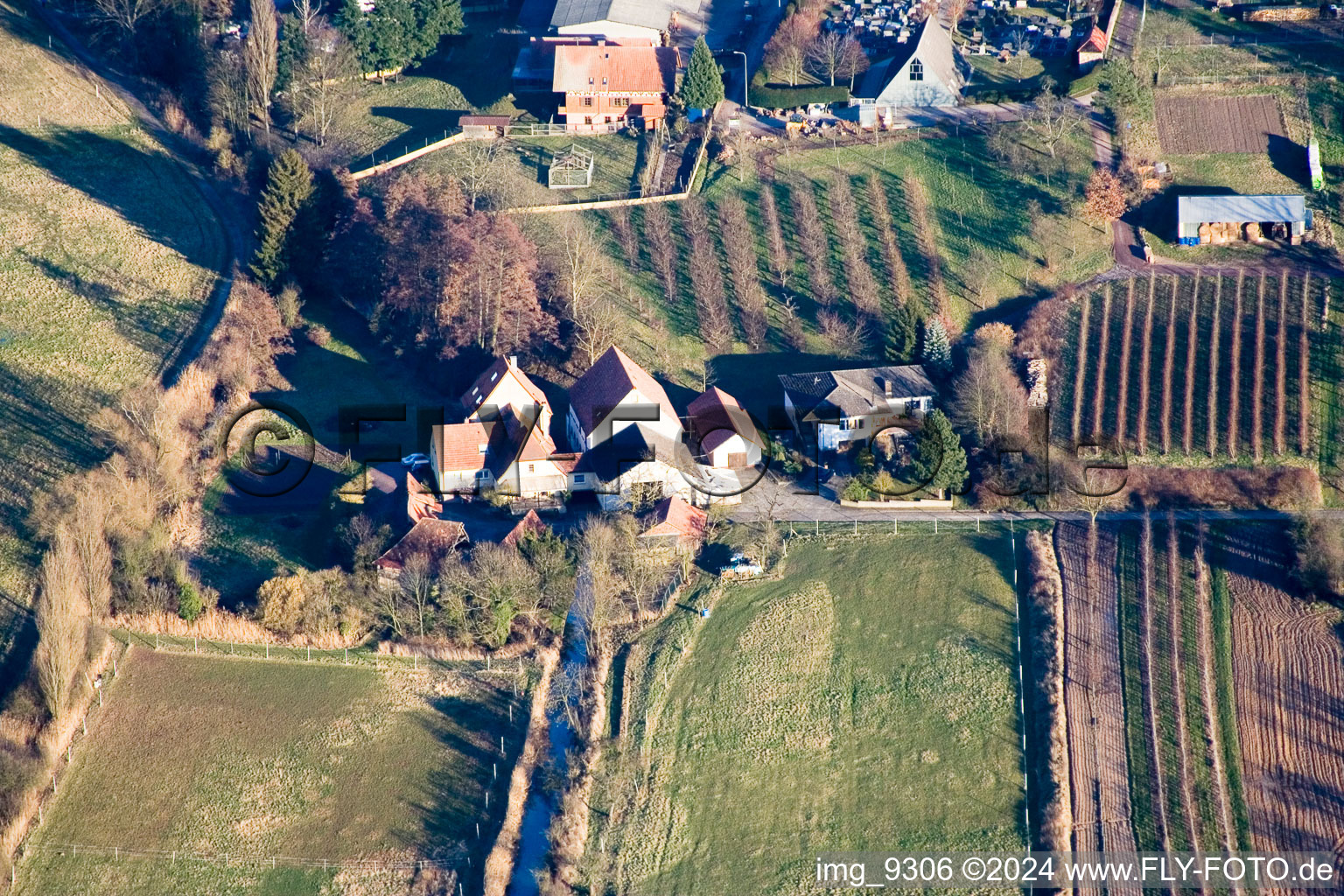 Winden mill in Winden in the state Rhineland-Palatinate, Germany from the plane