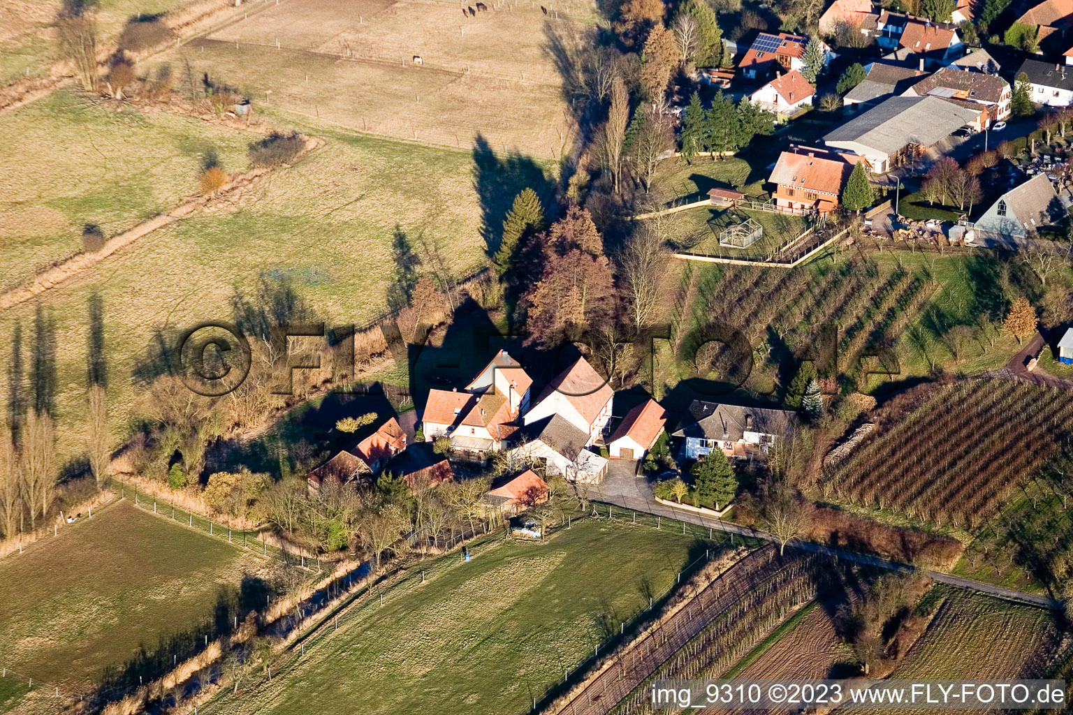 Bird's eye view of Winden mill in Winden in the state Rhineland-Palatinate, Germany