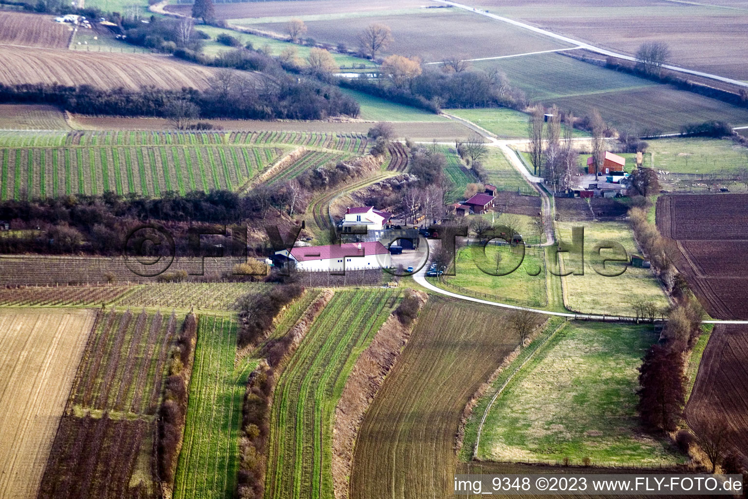 Wagner Ranch from the north in the district Herxheim in Herxheim bei Landau in the state Rhineland-Palatinate, Germany