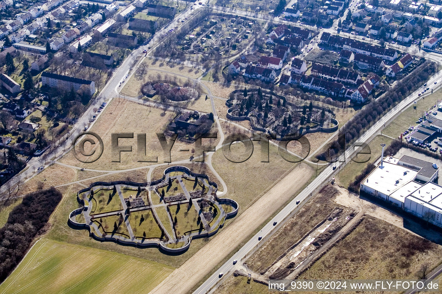 Cemetery between Neureut and Knielingen in the district Neureut in Karlsruhe in the state Baden-Wuerttemberg, Germany