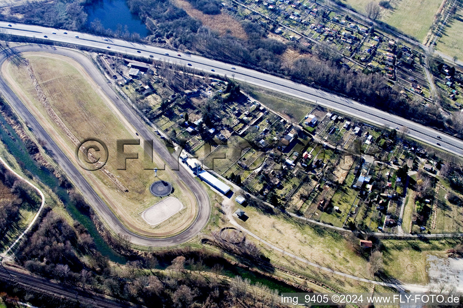 Horse racing track in the district Knielingen in Karlsruhe in the state Baden-Wuerttemberg, Germany