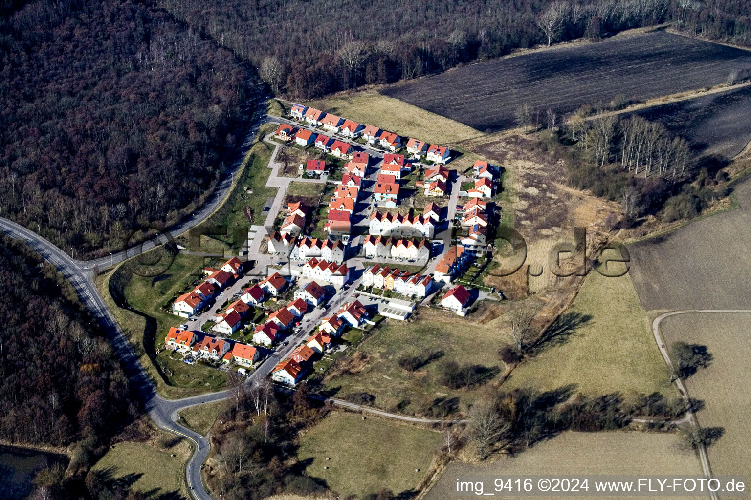 Wörth am Rhein in the state Rhineland-Palatinate, Germany seen from above