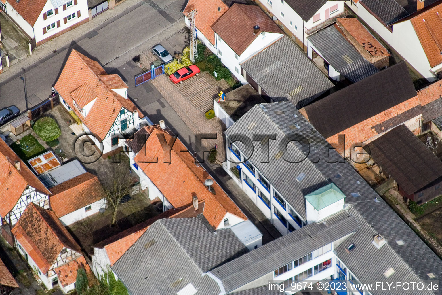 Aerial view of DBK, Rheinstr in Kandel in the state Rhineland-Palatinate, Germany