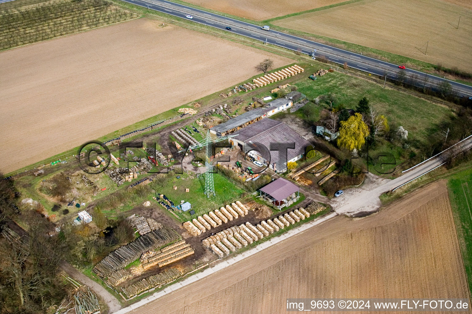 District Minderslachen in Kandel in the state Rhineland-Palatinate, Germany from the plane