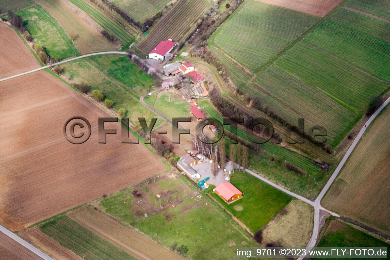 Aerial photograpy of Wagner Ranch in the district Herxheim in Herxheim bei Landau/Pfalz in the state Rhineland-Palatinate, Germany