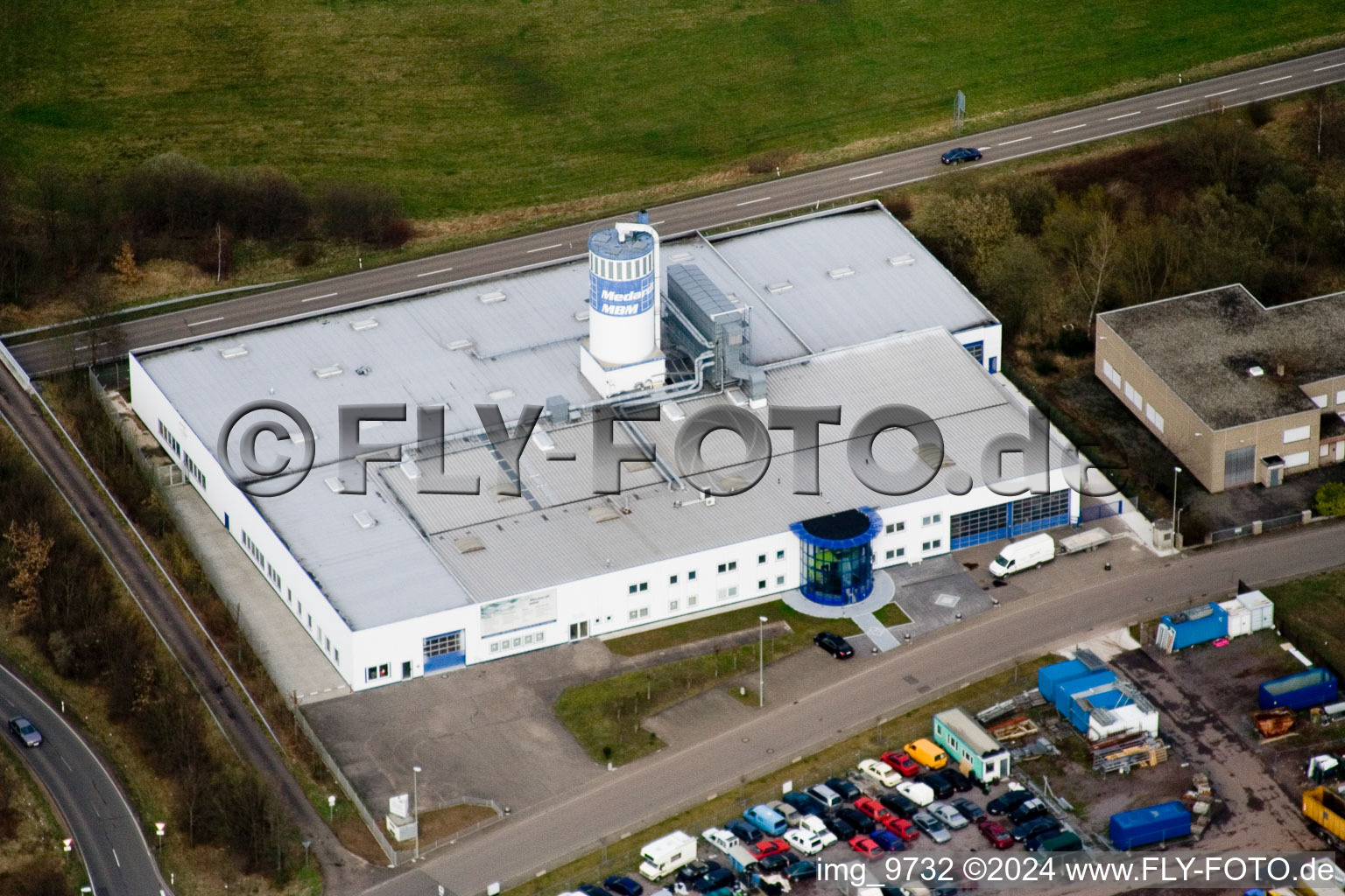 District Offenbach in Offenbach an der Queich in the state Rhineland-Palatinate, Germany seen from above