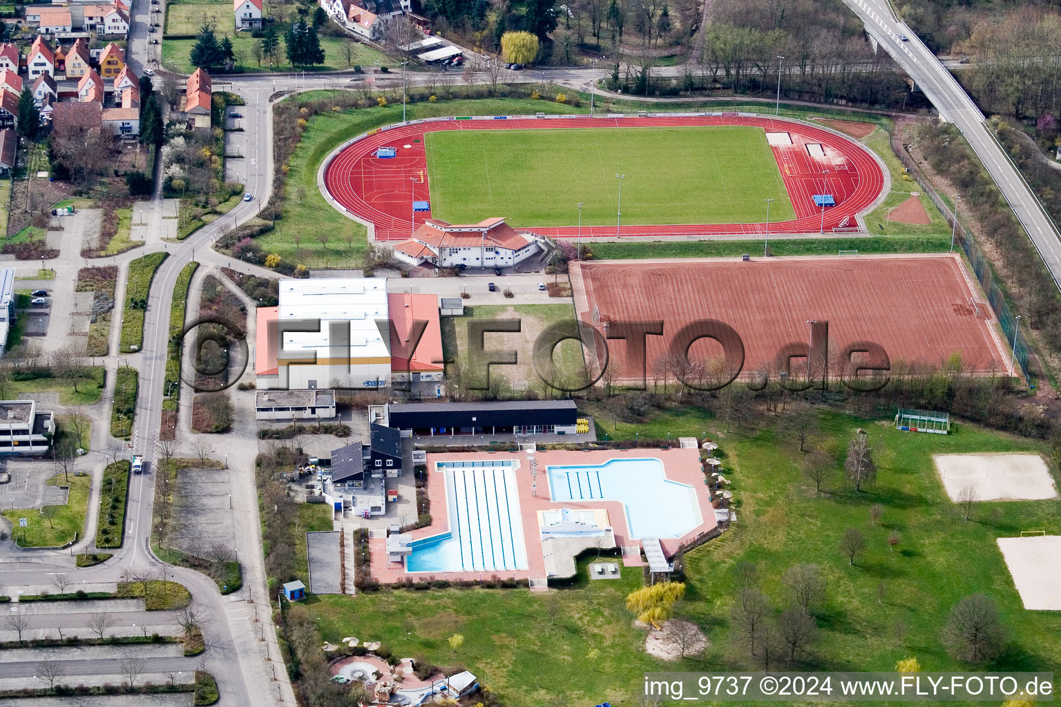 District Offenbach in Offenbach an der Queich in the state Rhineland-Palatinate, Germany viewn from the air