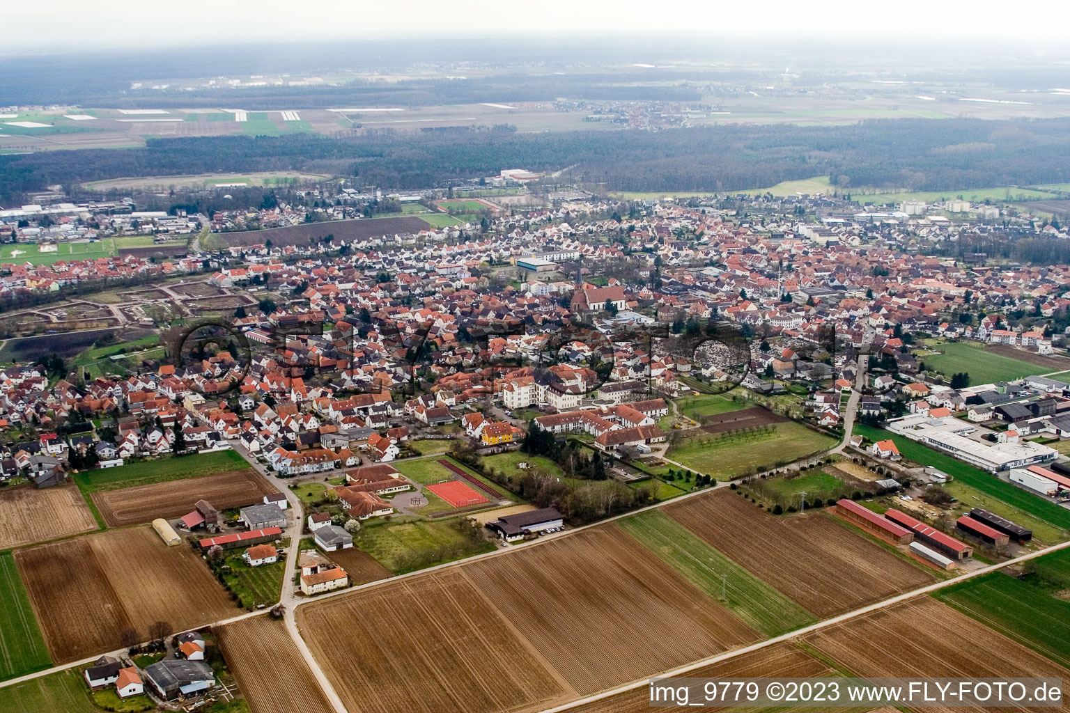 Oblique view of District Herxheim in Herxheim bei Landau in the state Rhineland-Palatinate, Germany