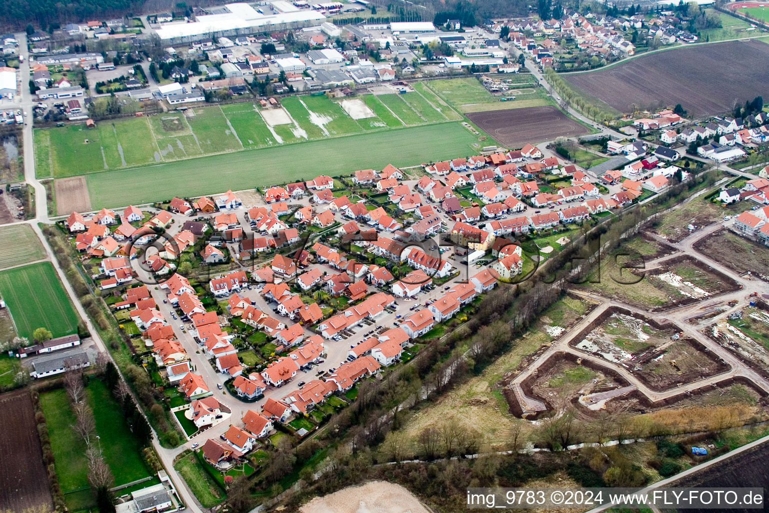 District 'in den Sandgaerten' in the city in Herxheim bei Landau (Pfalz) in the state Rhineland-Palatinate, Germany