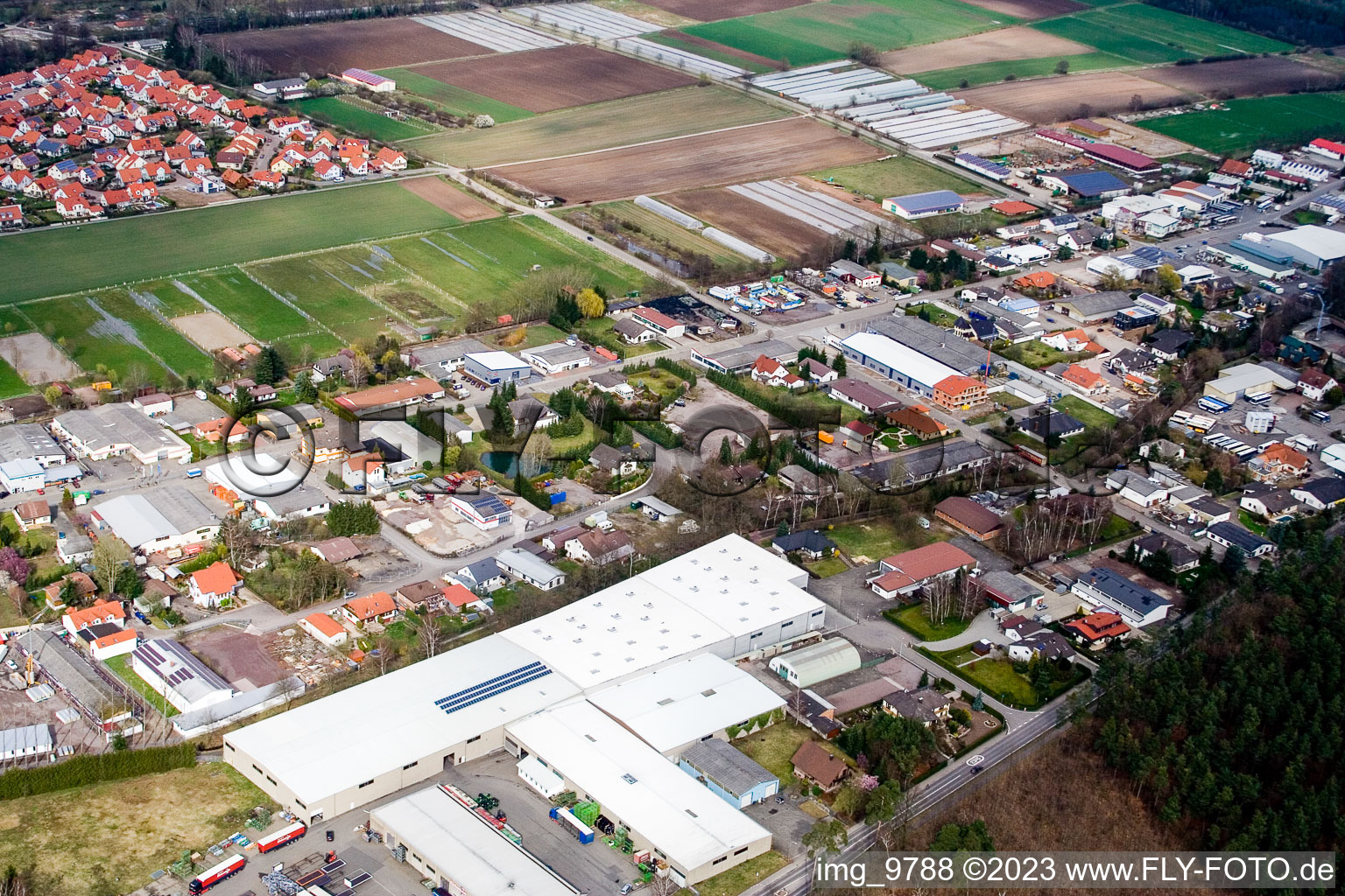 District Herxheim in Herxheim bei Landau/Pfalz in the state Rhineland-Palatinate, Germany from the plane