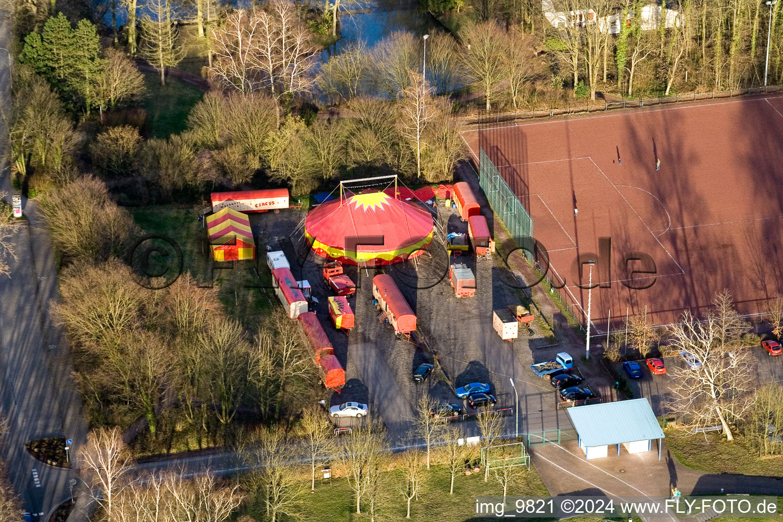 Circus Wisdom at the Sports Field in Kandel in the state Rhineland-Palatinate, Germany out of the air