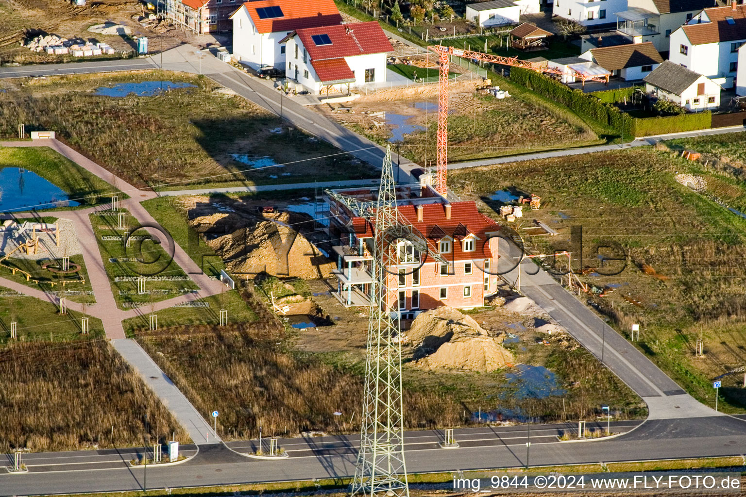 On the high path in Kandel in the state Rhineland-Palatinate, Germany from the plane