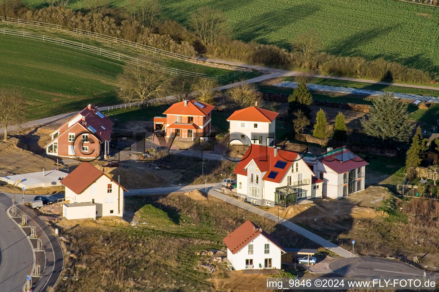 On the mountain trail in Kandel in the state Rhineland-Palatinate, Germany viewn from the air