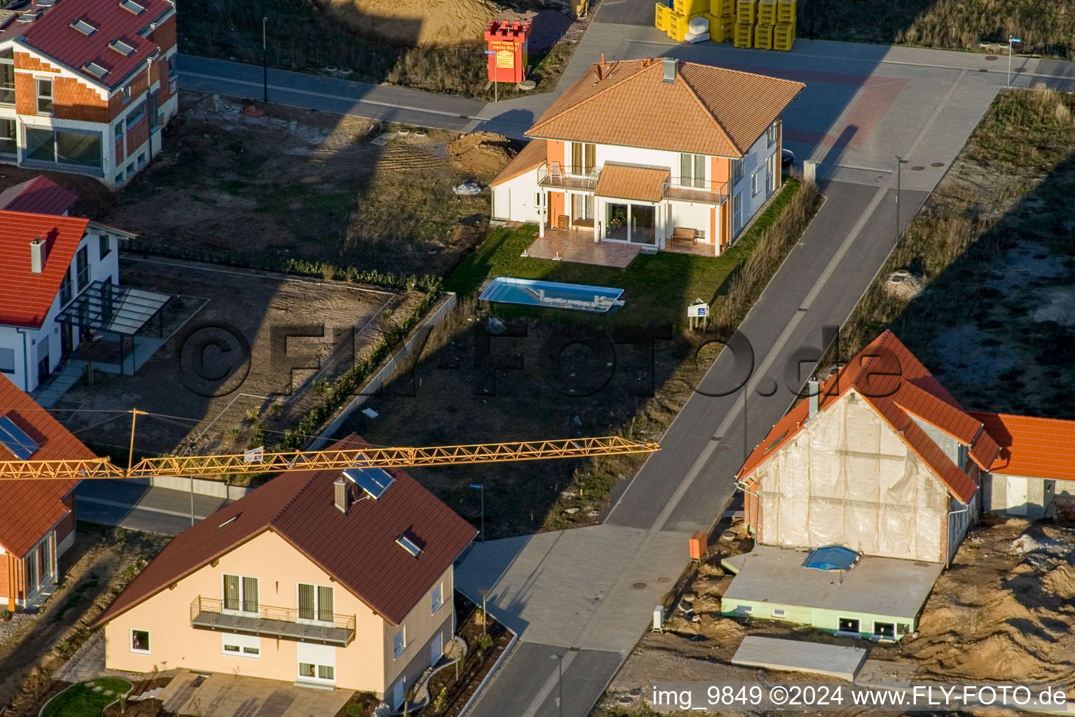 On the high path in Kandel in the state Rhineland-Palatinate, Germany from the drone perspective