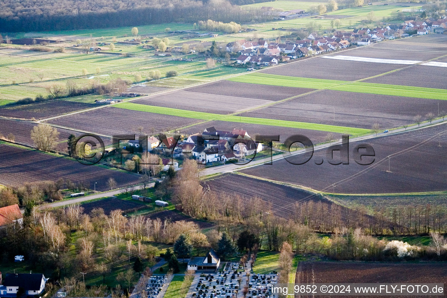 Welschhof in Minfeld in the state Rhineland-Palatinate, Germany out of the air