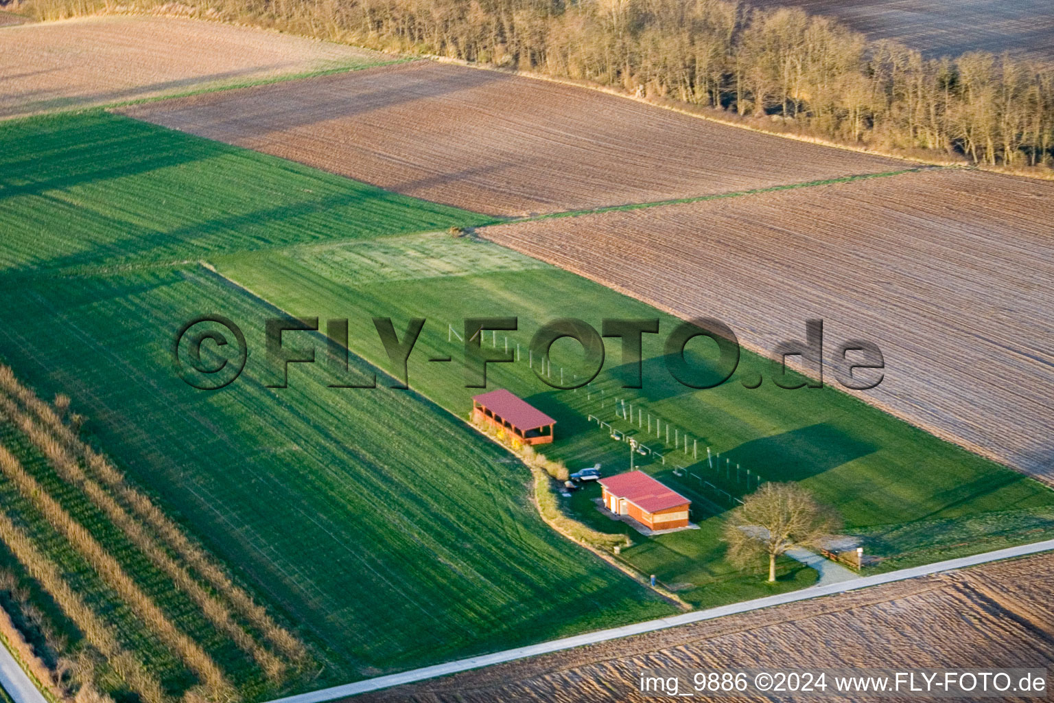 Model airfield in Freckenfeld in the state Rhineland-Palatinate, Germany out of the air