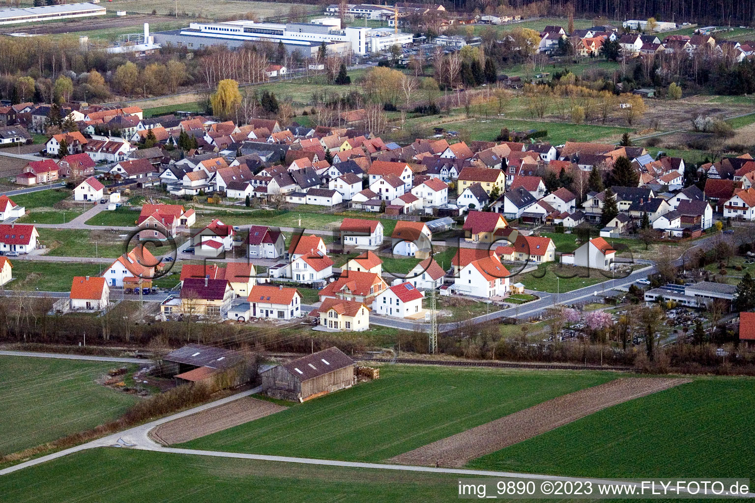 New development area NE in the district Schaidt in Wörth am Rhein in the state Rhineland-Palatinate, Germany from above
