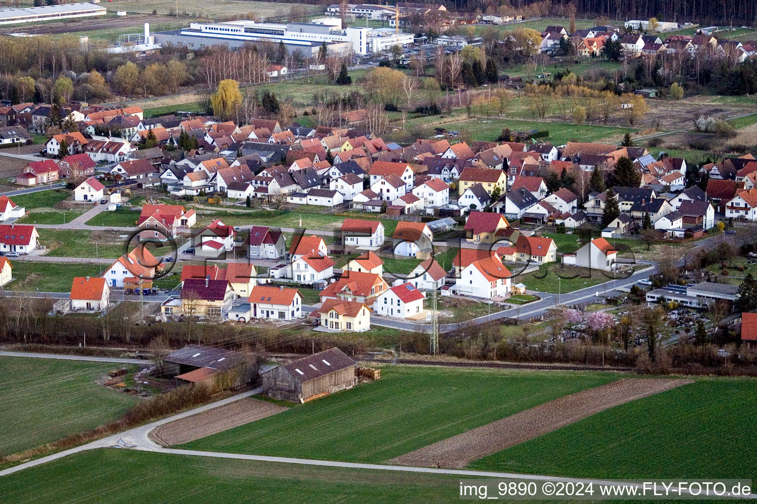 New development area NO in the district Schaidt in Wörth am Rhein in the state Rhineland-Palatinate, Germany from above