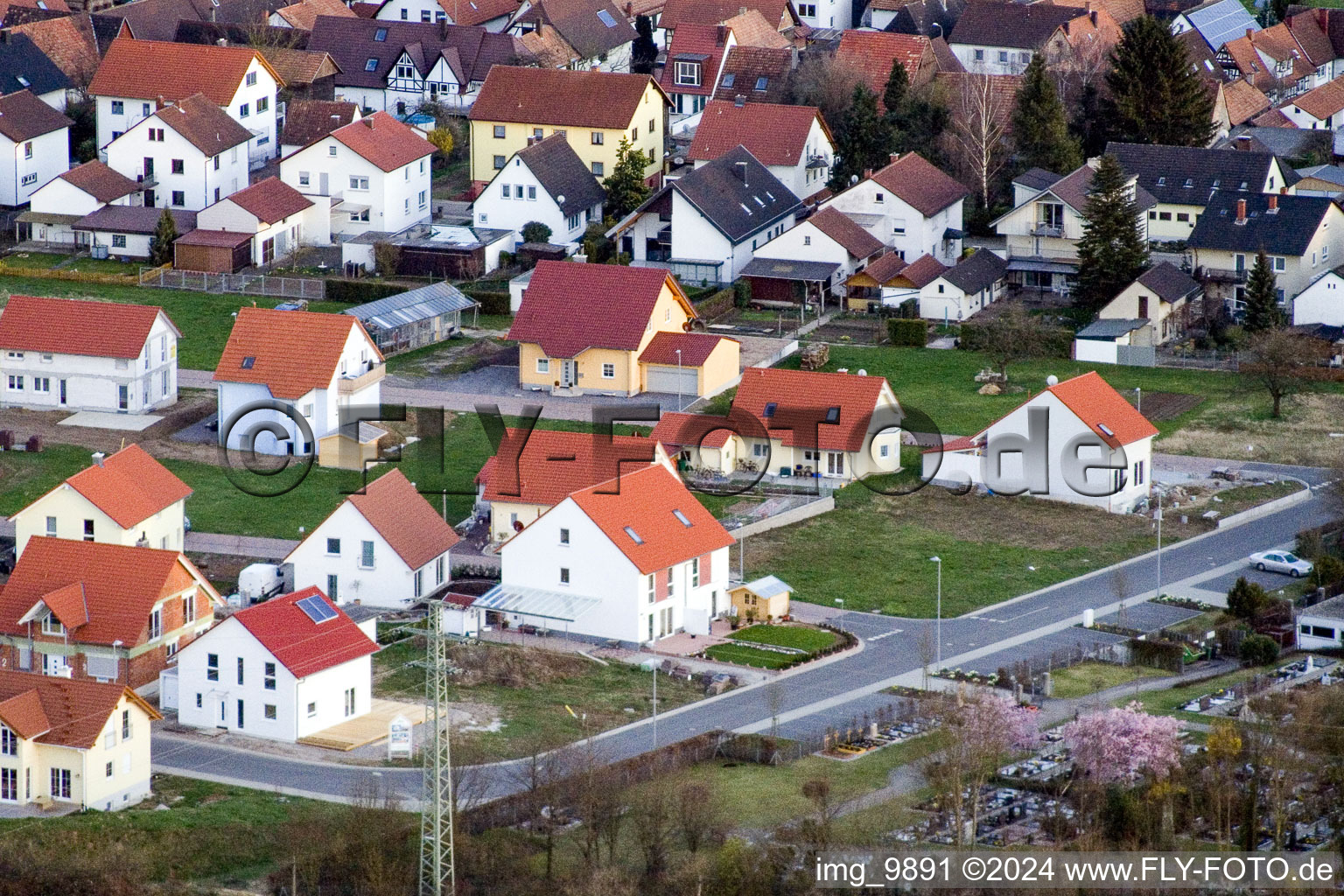 New development area NO in the district Schaidt in Wörth am Rhein in the state Rhineland-Palatinate, Germany out of the air