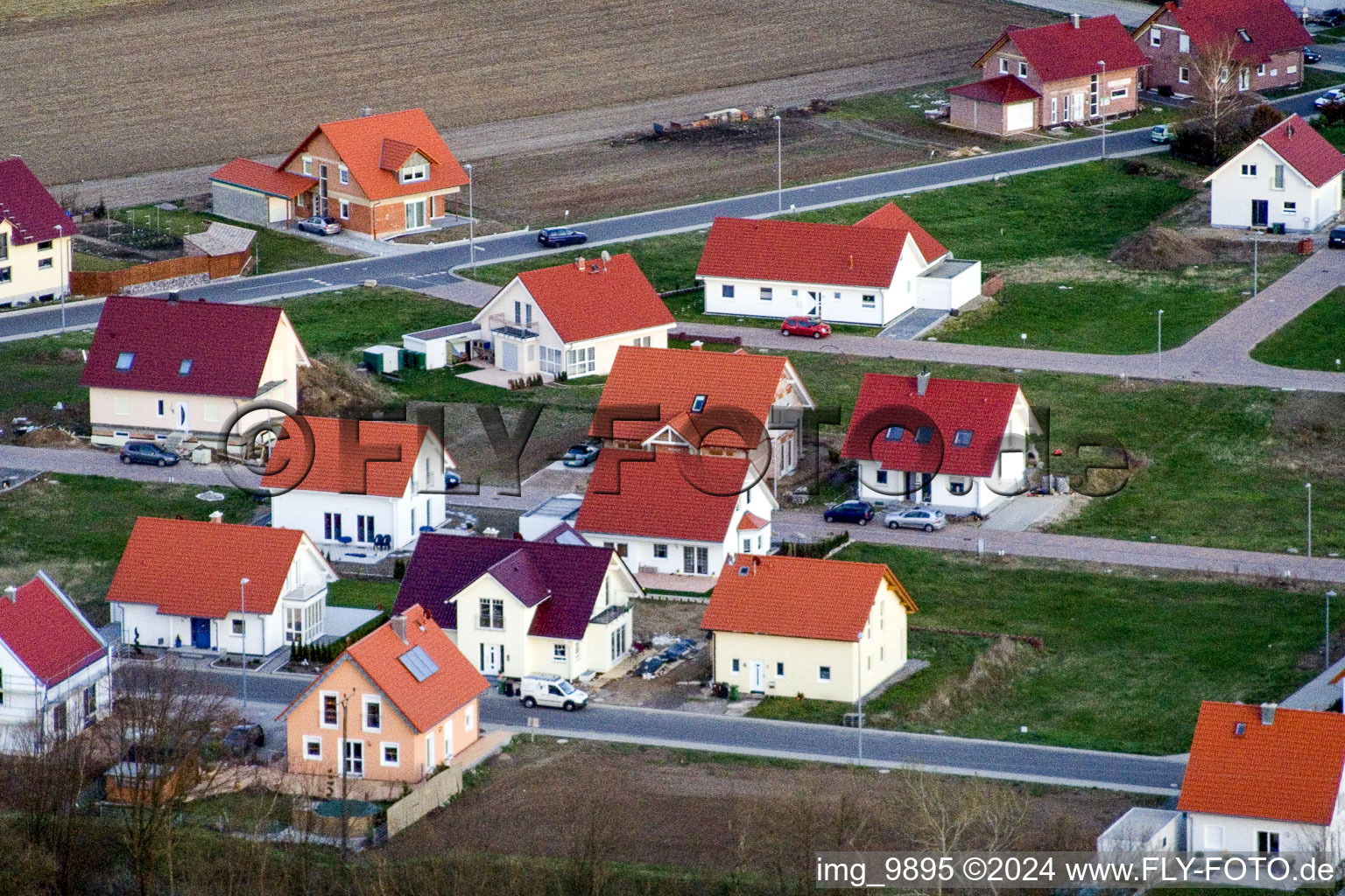 New development area NE in the district Schaidt in Wörth am Rhein in the state Rhineland-Palatinate, Germany viewn from the air