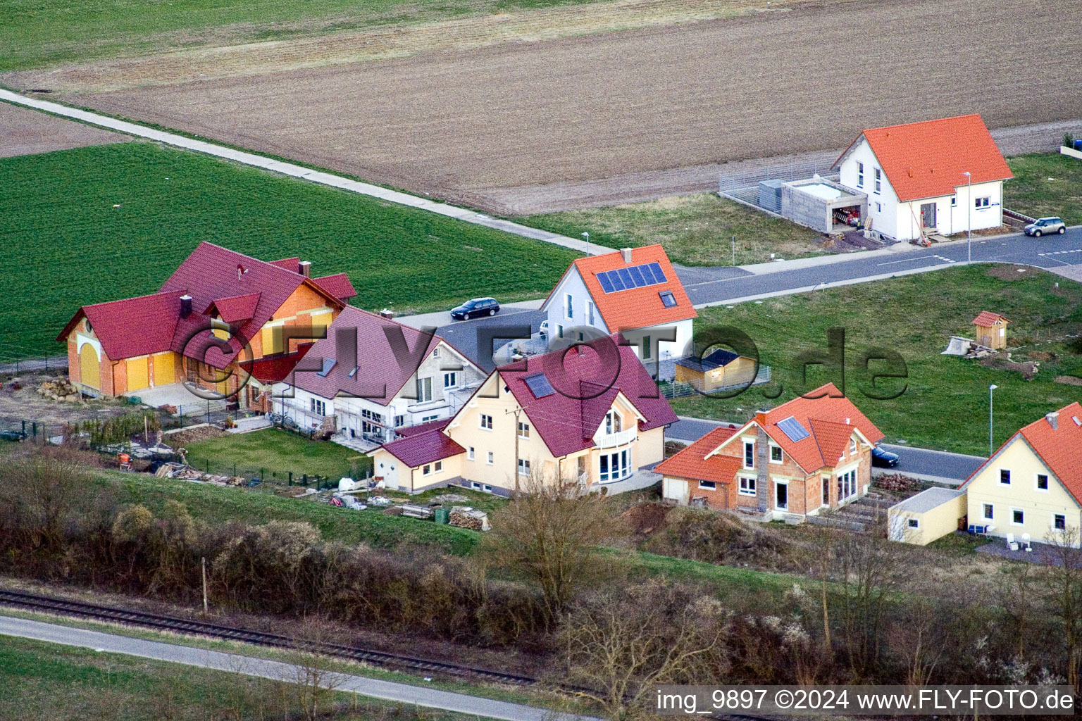 Drone image of New development area NO in the district Schaidt in Wörth am Rhein in the state Rhineland-Palatinate, Germany