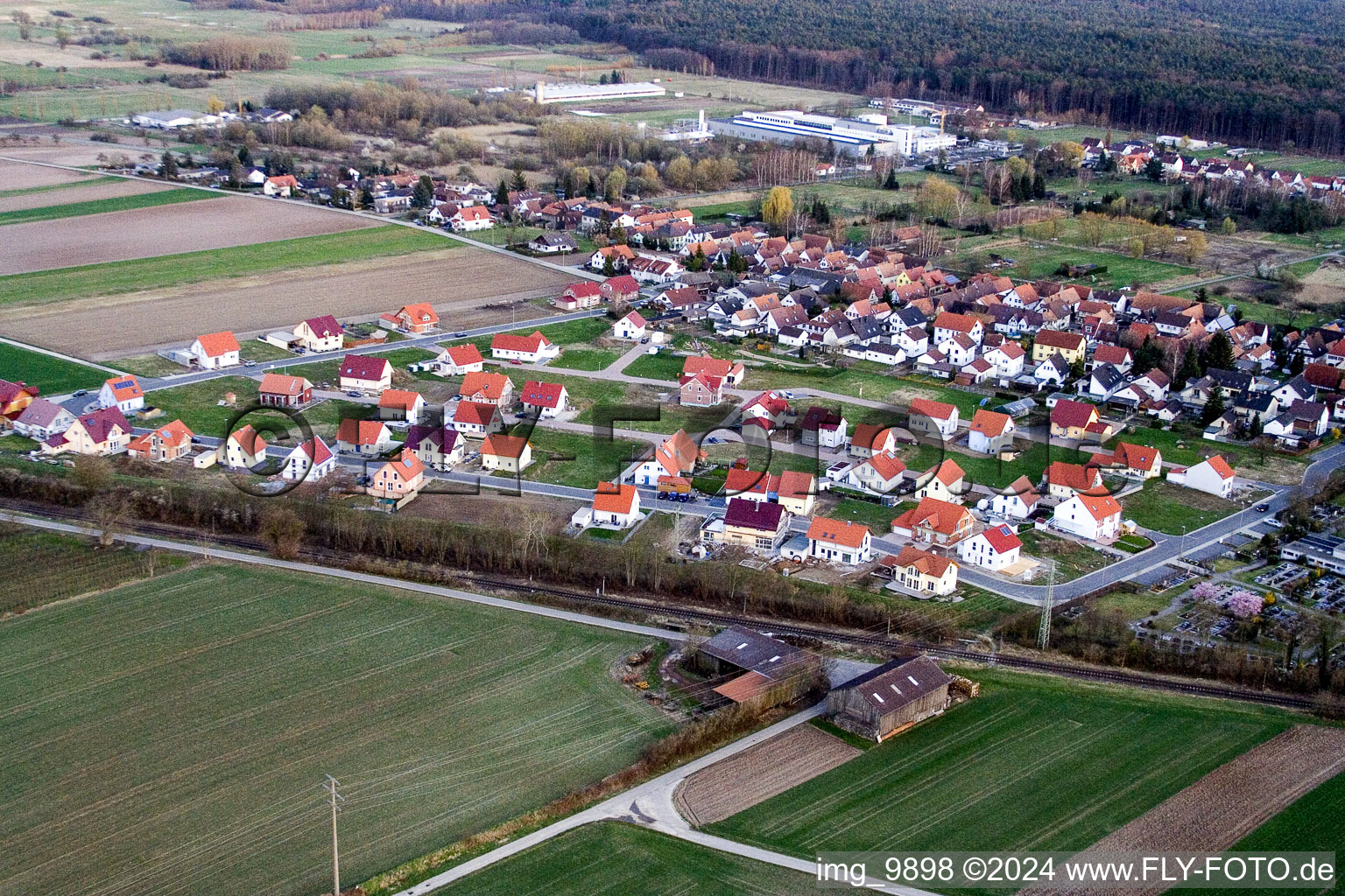 New development area NO in the district Schaidt in Wörth am Rhein in the state Rhineland-Palatinate, Germany from the drone perspective