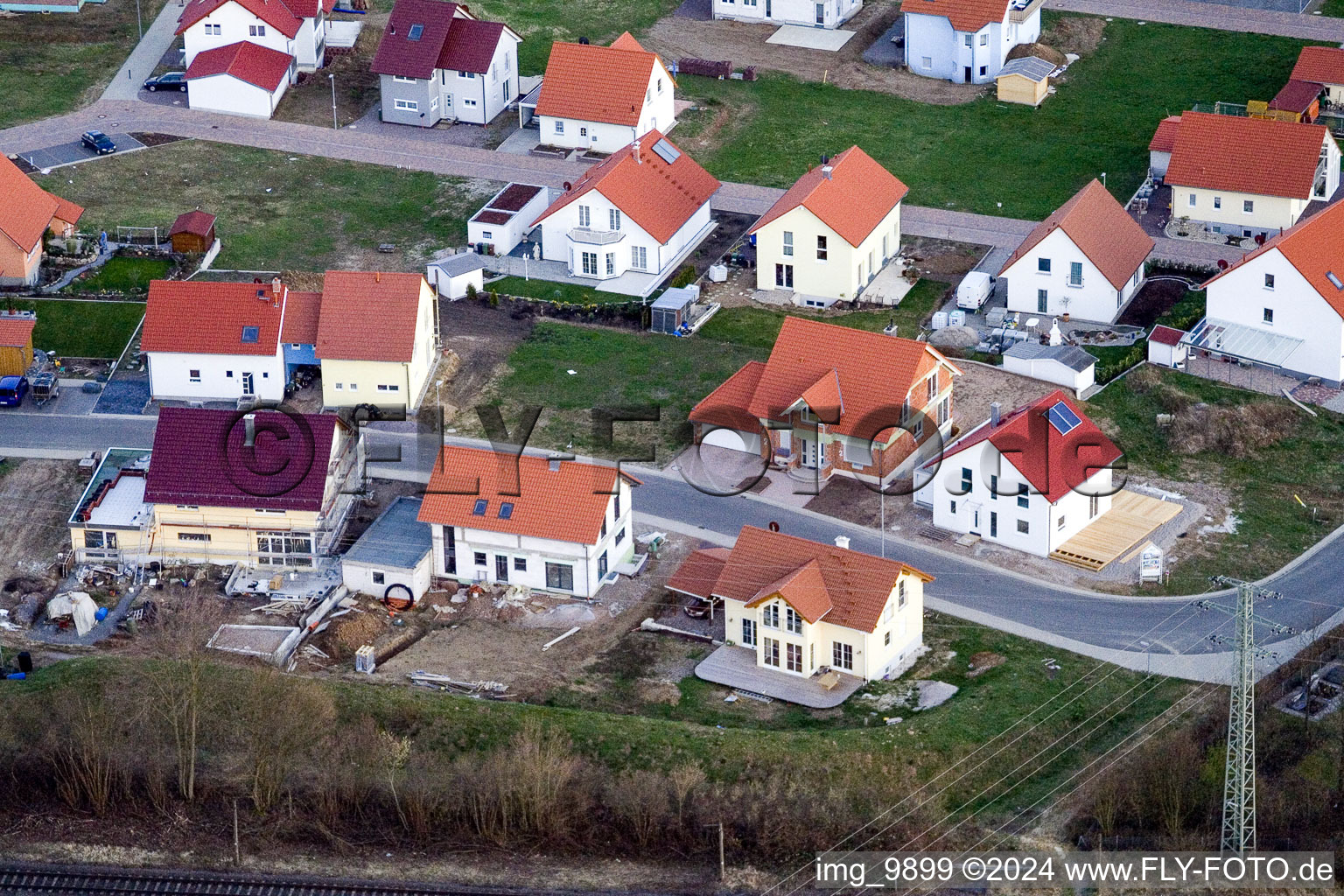 New development area NO in the district Schaidt in Wörth am Rhein in the state Rhineland-Palatinate, Germany from a drone