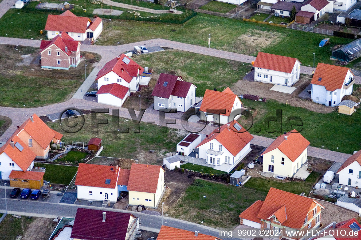 Aerial photograpy of New development area NO in the district Schaidt in Wörth am Rhein in the state Rhineland-Palatinate, Germany