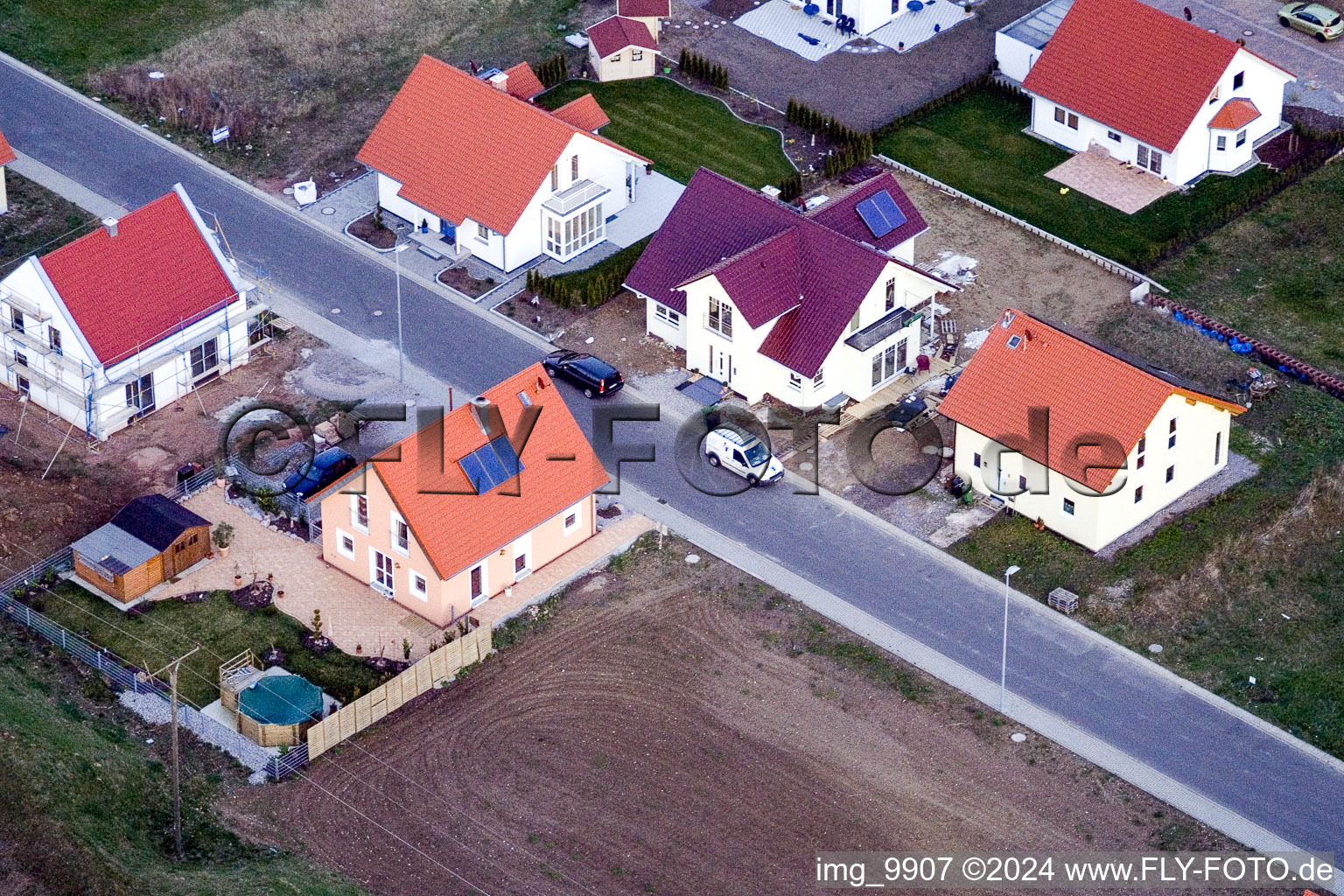 New development area NE in the district Schaidt in Wörth am Rhein in the state Rhineland-Palatinate, Germany from the plane