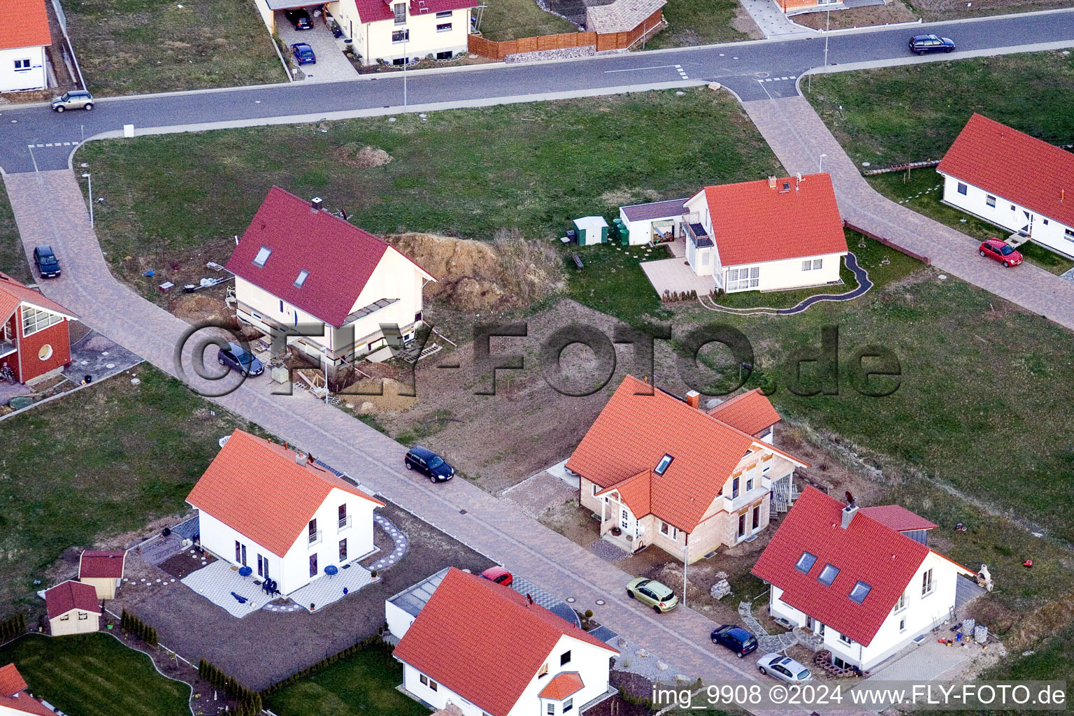 Bird's eye view of New development area NE in the district Schaidt in Wörth am Rhein in the state Rhineland-Palatinate, Germany