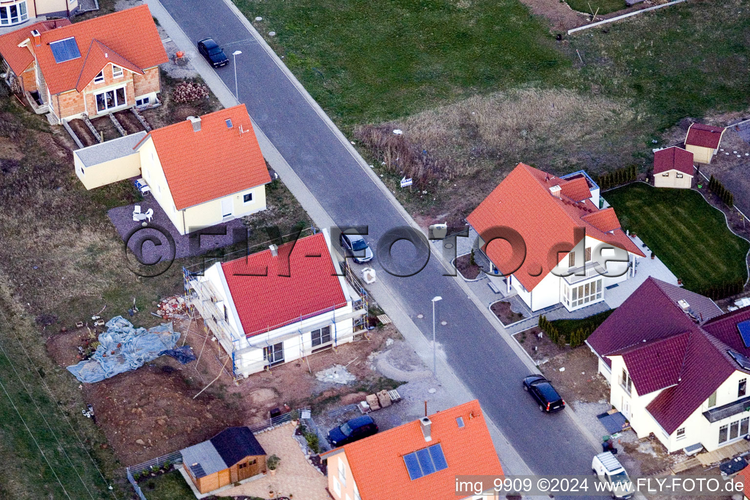 New development area NO in the district Schaidt in Wörth am Rhein in the state Rhineland-Palatinate, Germany viewn from the air