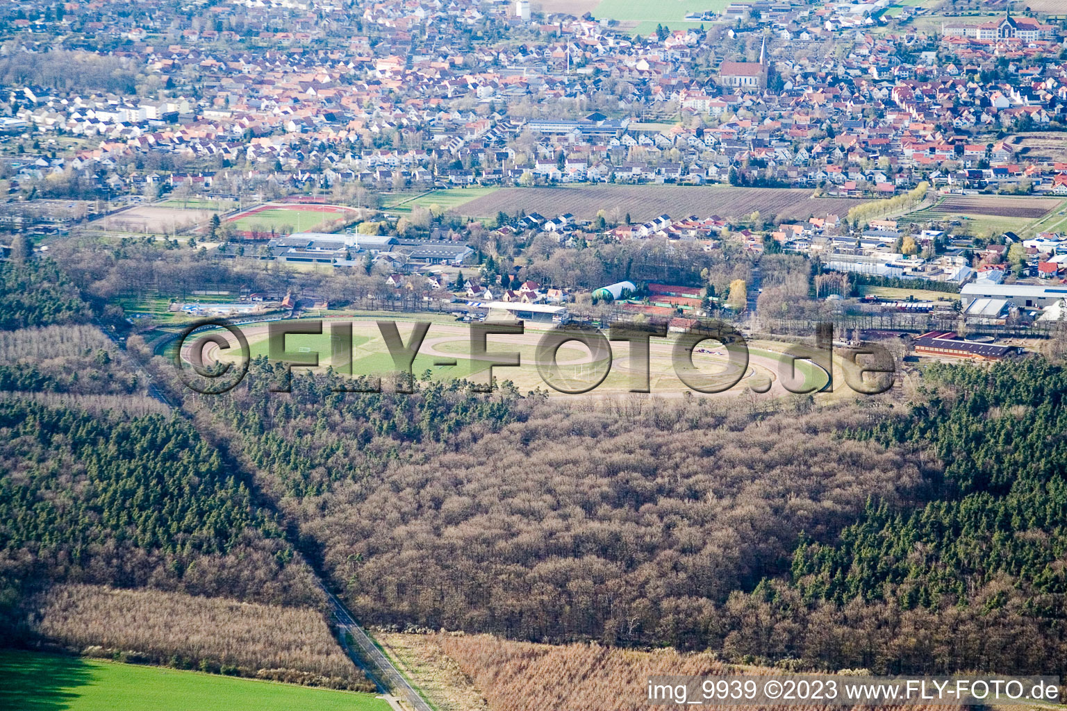 Aerial photograpy of Racetrack in the district Herxheim in Herxheim bei Landau in the state Rhineland-Palatinate, Germany