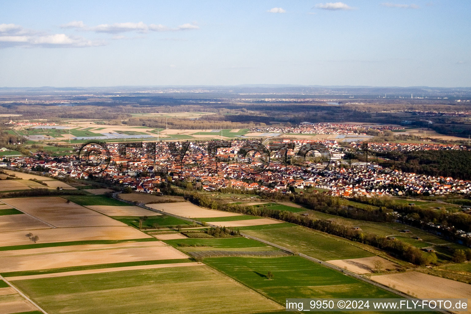 Herxheimweyher in the state Rhineland-Palatinate, Germany from the plane