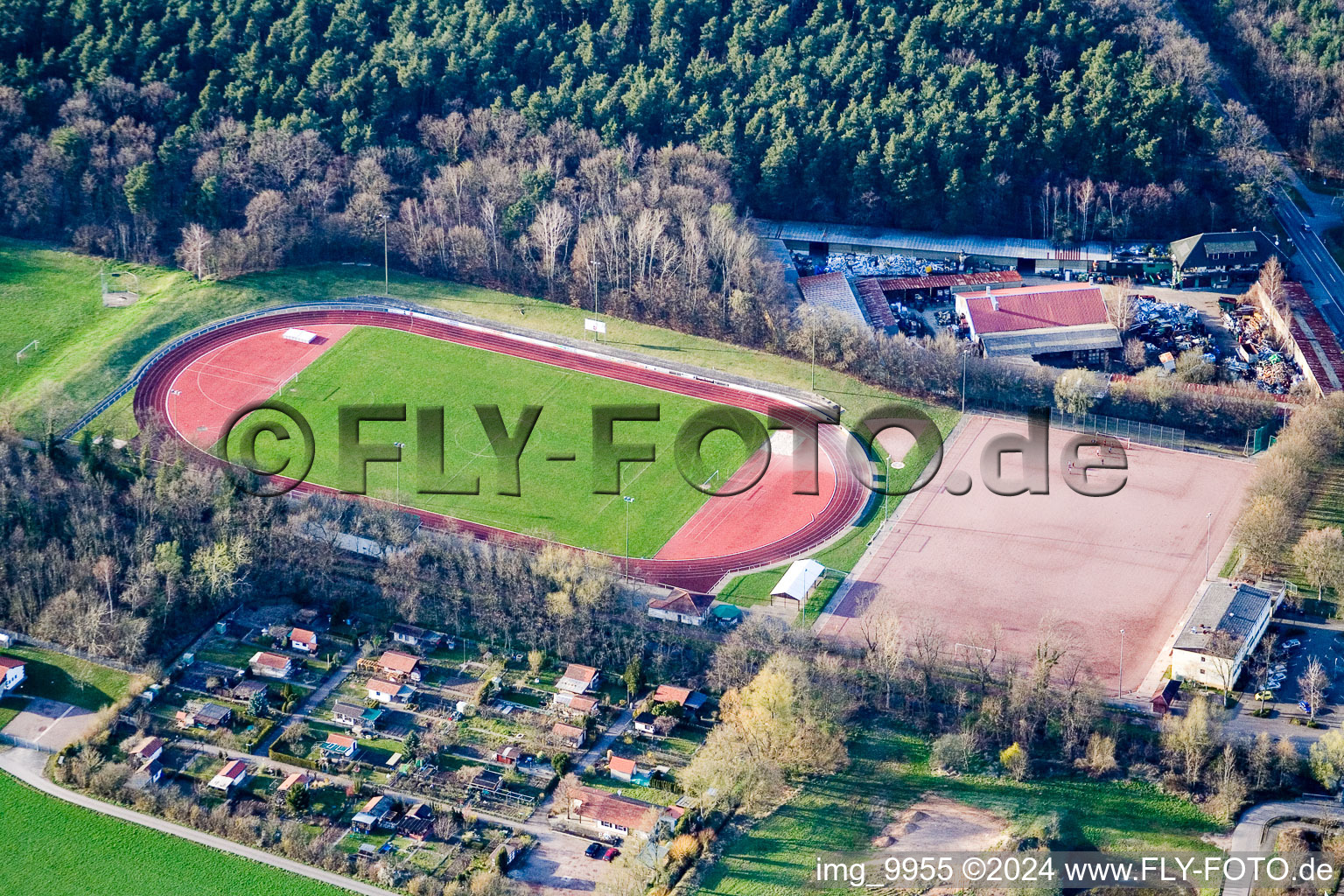 Ensemble of sports grounds of the FC Phoenix Bellheim e.V. Franz-Hage stadium in the district Sondernheim in Bellheim in the state Rhineland-Palatinate
