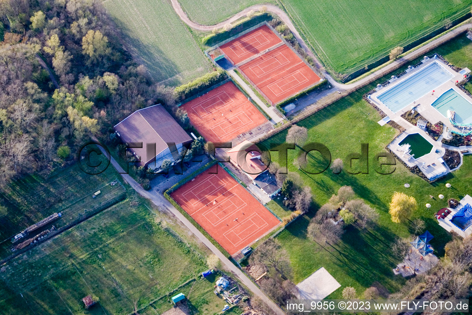 Tennis court in Bellheim in the state Rhineland-Palatinate, Germany