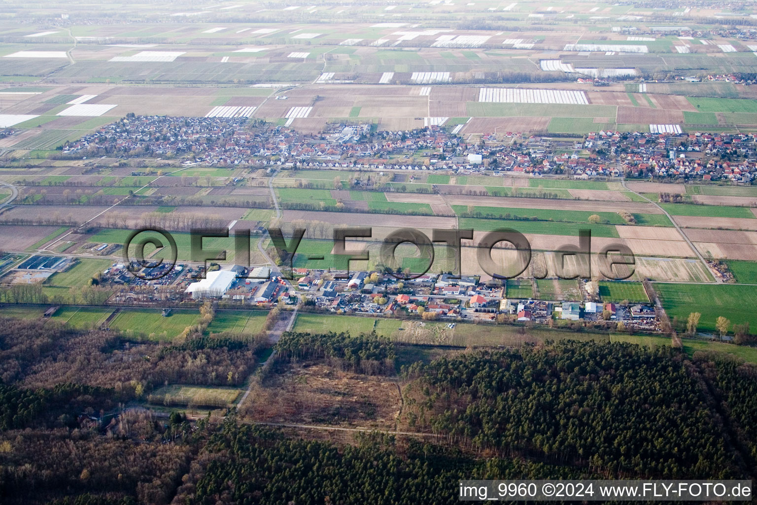 Lustadt in the state Rhineland-Palatinate, Germany from above