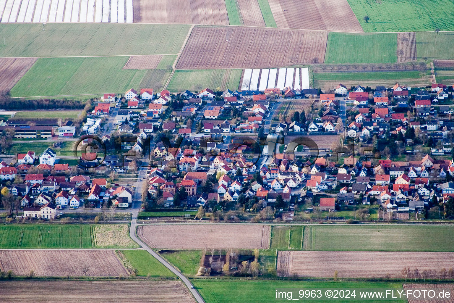 Lustadt in the state Rhineland-Palatinate, Germany seen from above