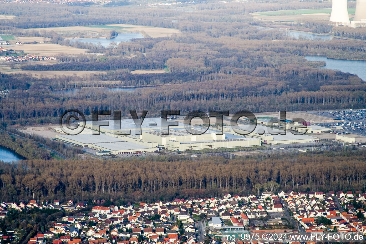 Insel Grün, Daimler Logistics Center in Germersheim in the state Rhineland-Palatinate, Germany