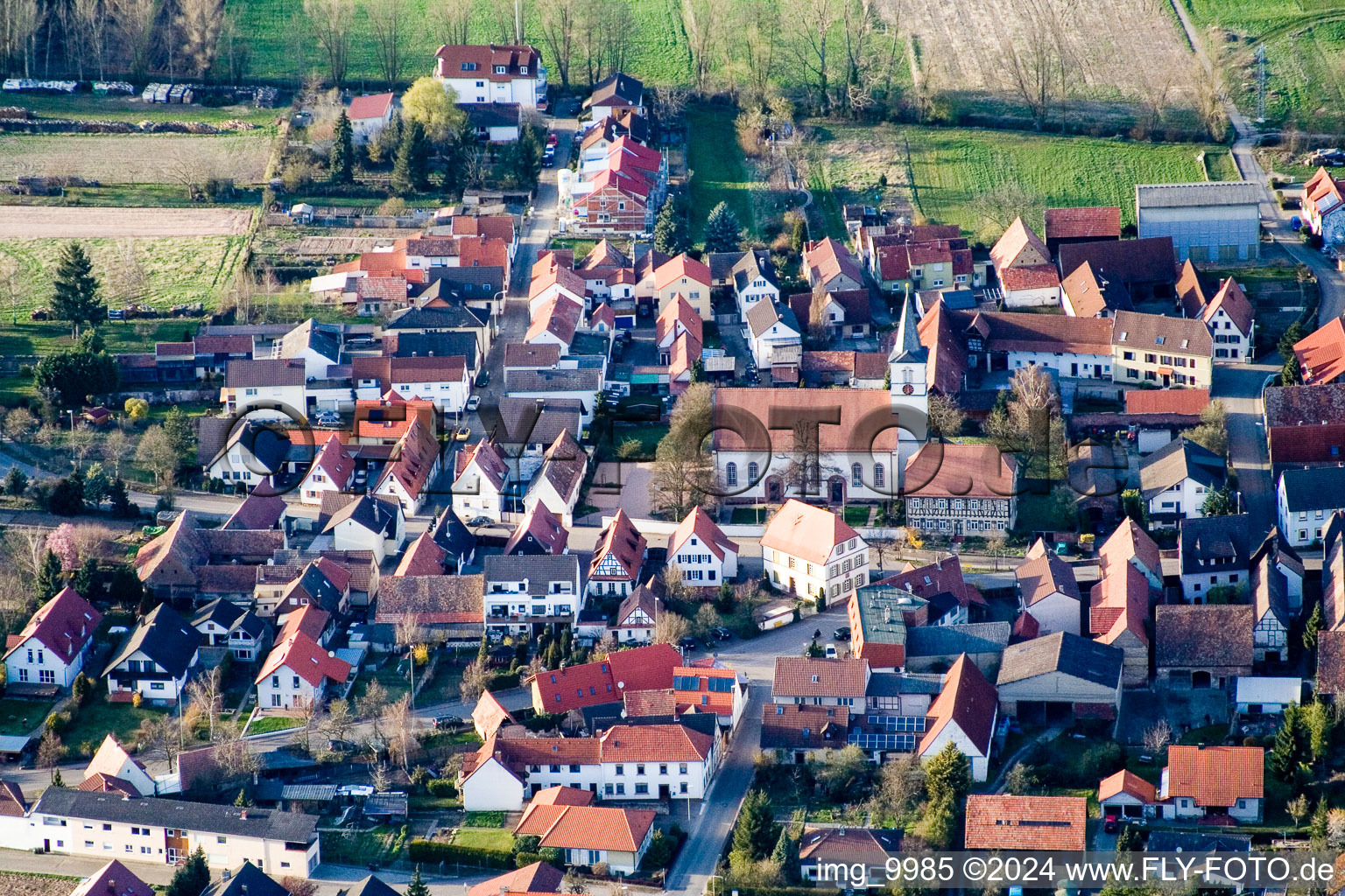 Church building in the village of in the district Vorderlohe in Schwegenheim in the state Rhineland-Palatinate