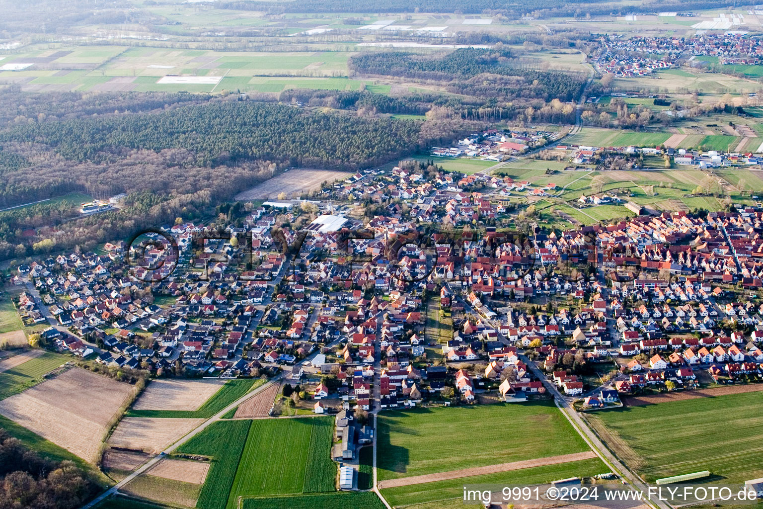 Aerial view of Harthausen in the state Rhineland-Palatinate, Germany