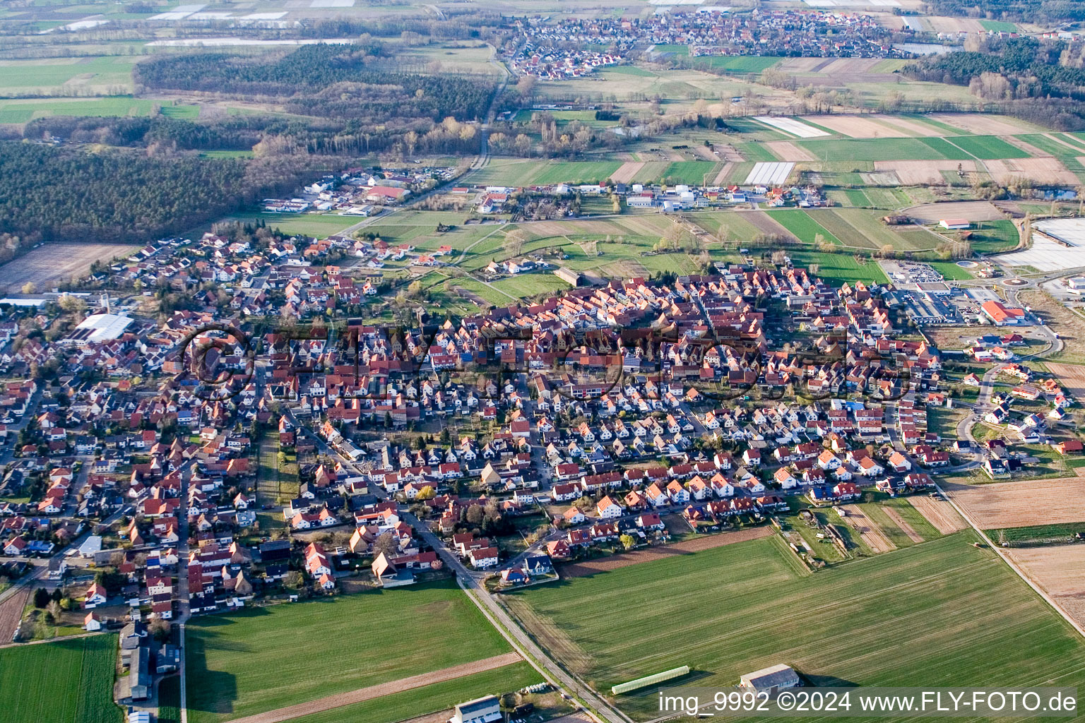 Aerial photograpy of Harthausen in the state Rhineland-Palatinate, Germany