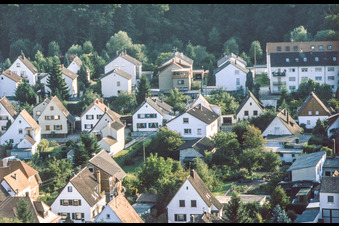 Garden City Waldstraße from the balloon in Kandel in the state Rhineland-Palatinate, Germany