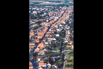 Rheinstrasse from the balloon in Kandel in the state Rhineland-Palatinate, Germany