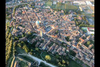 Aerial view of Basilica of San Giovanni Battista in Lonato del Garda in the state Brescia, Italy